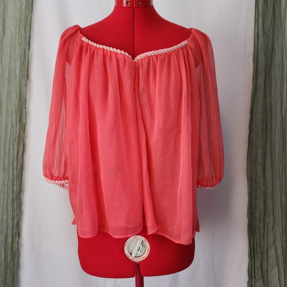 ARK & CO Peach Pink Shear Lightweight Summer Woman's Blouse Size S